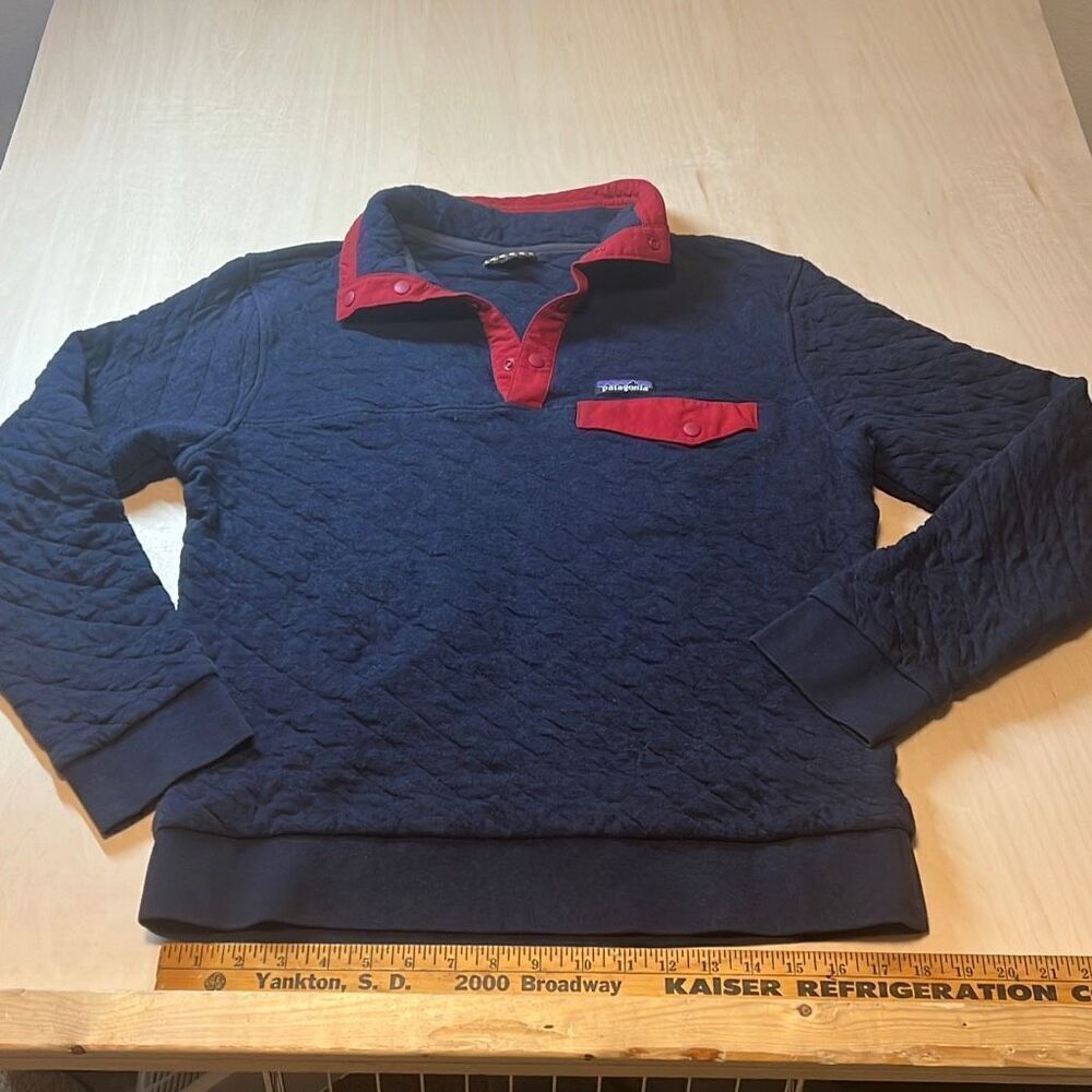 Mens PATAGONIA Blue Organic Cotton Quilt Snap T Pullover Sweater Medium‎